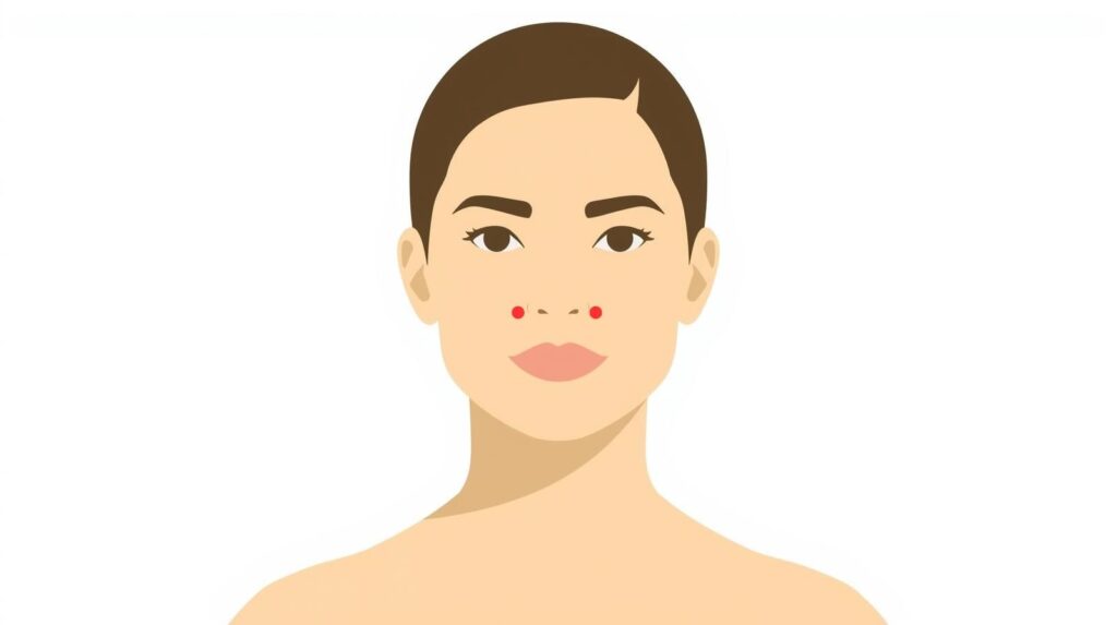 美容効果を高めるツボの1つ、げいこうの位置を示すイラスト