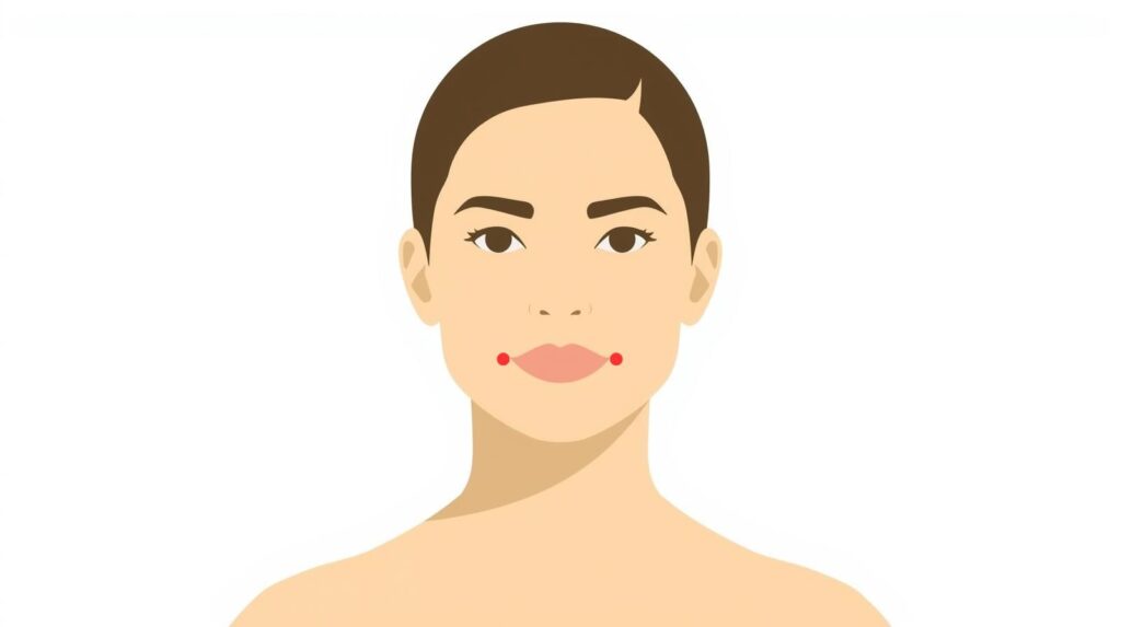 美容効果を高めるツボの1つ、ちそうの位置を示すイラスト